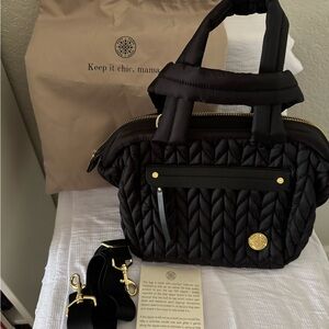 Happbrand NWOT Mini Paige Carryall black w/gold hardware